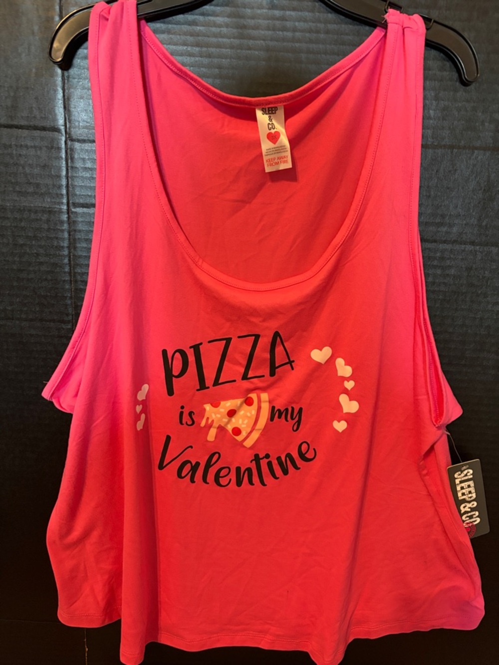 Sleep & CO Pink "Pizza is my Valentine" Tank Top 3XL